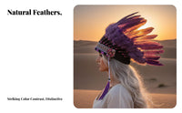 Indian Design Headpiece Feathers Feather Headdress Gender-Neutral Design Tribal Headpiece for Adults, Party Goers, Halloween, Festivals