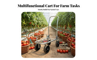 Vegetable Transport Cart Push-Pull Design Greenhouse Picking Trolley Foldable 4-Wheel Folding Cart for Farmers, Homeowners, Orchard, Garden, Warehouse
