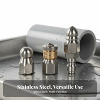 1/4 Inch Pressure Washer Nozzle Stainless Steel High Pressure Drain Nozzle Rust-Resistant Pipe Cleaning Head for Plumbers, Professionals