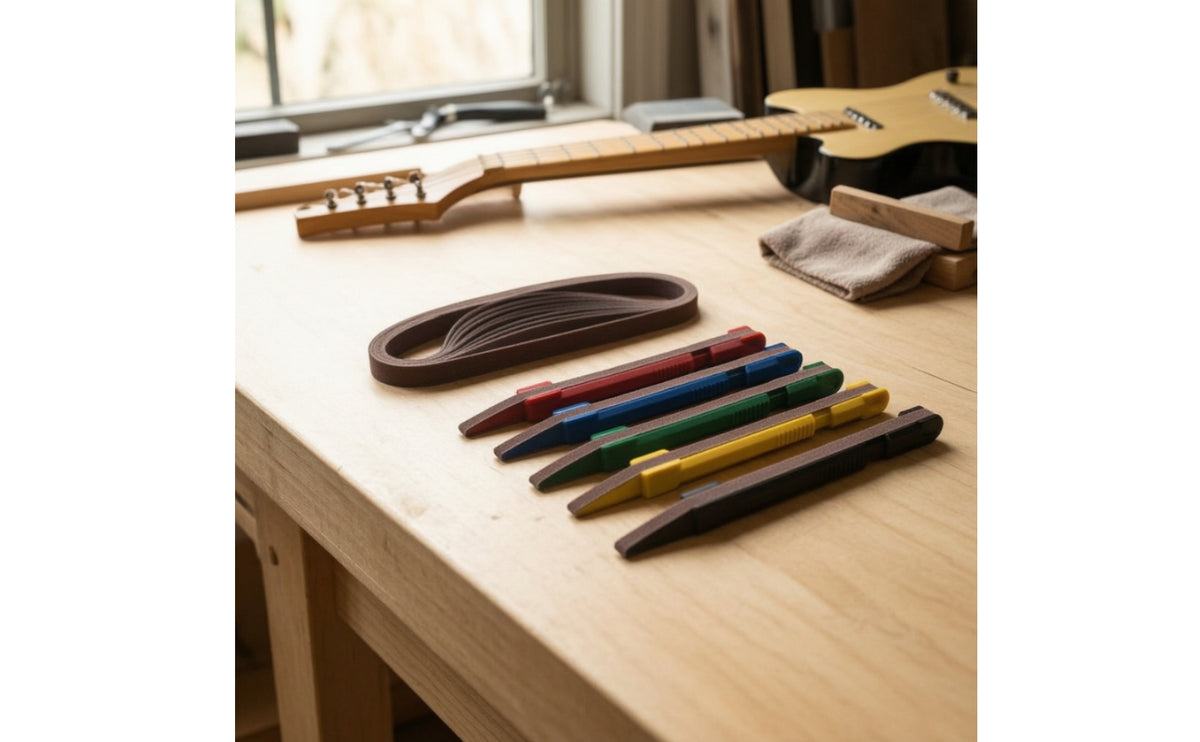 5 Pieces Fret Sanding Pen with Belts Sanding Pen Grit Tool for Luthier, Guitarists