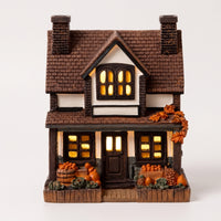 Vintage Light-up Pumpkin Cottage Halloween Lighted House with Pumpkins Miniature House with Warm Lights Autumn Pumpkin Cottage