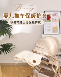 婴儿推车保暖防风手套加厚加绒毛冬天防寒防冻遛娃神器通用把手套