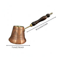 Wooden Handle Turkish Coffee Pot Decorative Pattern Copper Cezve Tinned Tin-Plated Copper Coffee Pot Hanging Loop