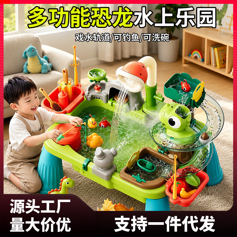 Kids Electric Water Play Table Fishing Spray Toy Multifunctional Beach Pretend Play Water Park for Ages 3-6