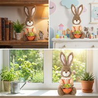 Sitting Easter Bunny Stuffed Animal Indoor & Outdoor Use Easter Bunny Figurine Soft Stuffed Bunny Doll for Kids, Parents, Shelf, Storefront Display