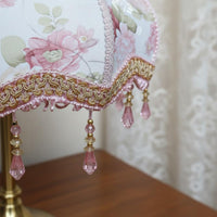 Elegant Design European Design Lamp Shade Romantic Atmosphere Textile Lamp Cover with Beads Handmade Craftsmanship Vintage Floral Lampshade Easy Assembly for Girls, Bedroom, Nursery