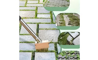 Heavy Duty Steel Bristles Wire Weeding Brush Head Clear Paver Algae Remover Multifunctional Pavement Crack Weeder 2-in-1 Design for Garden Paths, Driveway
