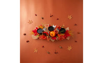 Fall-Themed Floral Candle Holder Centerpiece with Three Cups Stretched Centerpiece with Three Candle Cups Seasonal Decorations Full for Mantel