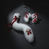 Canine Ears Headband and Tail Set Soft Furry Textured Fiber Ears and Tail Set Soft Costume Accessory for Cosplayers, Animation Fans, Cosplay