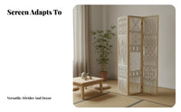 Natural Materials Bohemian Folding Screen Foldable Design Wooden Frame Woven Screen Portable 3-Panel Room Divider for Apartment Dwellers, Interior Decorators, Office Workers, Guesthouse, Bedroom