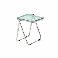 Foldable Design Transparent C-Shaped Table Minimalist aesthetic Household Furniture Lightweight Home Furnishing Space-Saving for Apartment Dwellers, Students, Homeowners, Living Room, Balcony, Beside the Sofa, Small Spaces