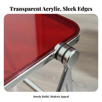 Transparent Design Foldable C-Shaped Tray Table Space-Saving C-Shaped Snack Table Portable Household Furniture Built-in Magazine Holder for Homeowners, Apartment Dwellers, Students, Balcony, Living Room, Small Spaces, Home Office