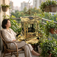 Solar Bird Feeder Vintage Bird Feeder with Solar Panel Outdoor for Balcony