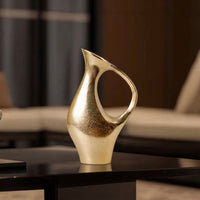 Metal Pitcher Vase Minimalist Ribbed Metal Vase Sturdy Decorative Pitcher for Entryway, Coffee Table, Hotel