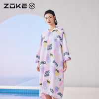 zoke洲克成人浴袍开衫吸水速干斗篷女士防晒保暖浴巾游泳专用浴袍