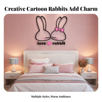 Hare Wall Decal Bunny Wall Sticker Removable Cartoon Bunny Acrylic Decoration for Children, Parents, Living Room, Playroom, Washroom