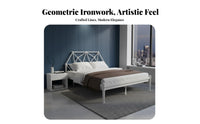 Wrought Iron Bed Sturdy and Stable Metal Bed Frame Heavy Duty Bedroom Furniture for Hoteliers, Homeowners, Hotel, Guest Room, Apartment