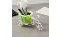 Rattan Flower Basket Sturdy Woven Tricycle Flower Basket Long Decorative Tricycle Planter for Gift Shop