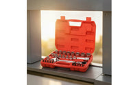 Through-Hole Socket Wrench Kit Compact Gear Socket Wrench Set with Case Multi-Function Through-Hole Ratchet Set for Garage