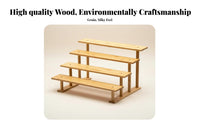 Space-Saving Tiered Step Shelf Natural visual & design multi-level Collectible Riser Sturdy Construction Display Stand Easy to Assemble for Home Organizers, Office Workers, Desktop, countertop, Windowsill, Study Room