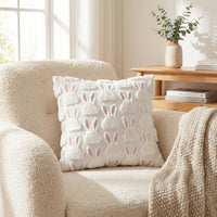 Easter Throw Pillow 3D Textured Tufted Design Cuddly Bunny Pillow Cover Luxury Soft Easter Decorative Pillow Cover for Kids, Women, Bedroom, Sofa