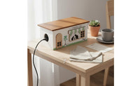 Wooden Cord Management Box Tidy & Organized Decorative Power Strip Hider Hollow-out Espresso Bar Look Style Cord Organizer for Desktop