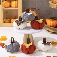 3 Pieces Knitted Pumpkin Reusable Felt Ornaments Festive Decorations for Shelves