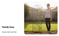 Long-Lasting Wrought Iron Border Fence Heavy Duty Decorative Metal Garden Fence Easy Installation Vintage Design Garden Picket Rustproof for Gardeners, Homeowners, DIY Enthusiasts, Patio, Yard, Pathway