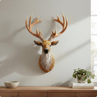 3D Deer Head Wall Mount Detailed Deer Head Wall Decor Realistic Antlers Rustic for Living Room, Entryway, Hallway