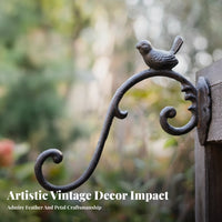 Home Decor Decorative Vintage Wall Hook Leaf Details Cast Metal Avian Hook for Hallway