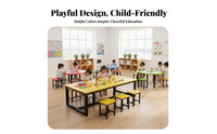 Kindergarten Craft Table and Stool Set Strong Load-Bearing Colorful Classroom Desk Thickened Steel Frame Children's Craft Activity Table for Playroom
