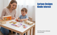 Wooden Tile Matching Game, Animal Fruit Traffic Number Theme, Early Education, Preschool Cognitive Toy for Kids