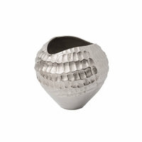 Vase with Hammered Finish Silver Aluminum Vase Shiny Flower Holder for Console Table, Hotel