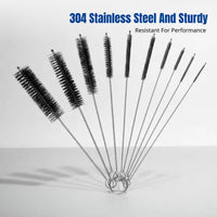 304 Stainless Steel Test Tube Brush Set, Nylon Bristles, Multi-Purpose Cleaning Brush for Glassware