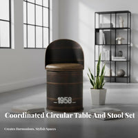mechanical design Oil Drum Storage Stool Retro Design Barrel Furniture Distressed Finish Bistro Set Upcycled for Bar Owners, Interior Designers, Homeowners, hairstyling Shop, Restaurant, Man Cave, Patio