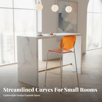Modern Design Transparent High Stool Minimalist Aesthetic Transparent Seat Metal Frame Stool Chrome Finish Legs Counter Chair Easy to Clean for Restaurant Owners, Event Planners, Homeowners, Home Bar, Kitchen Island, Dining Room, Special Events
