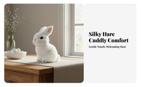 Lifelike Bunny Statue Cute Downy Hare Ornament Easter Decoration for Bookshelf