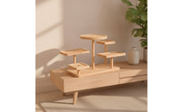 Multi-Tier Tiered Display Stand Solid Wood Wooden Display Stand Sturdy Desktop Organizer Rack Compact for Collectors, Decorators, Shop Window, Living Room, Bedroom