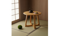 Solid Wood Round Coffee Table Minimalist Wooden Coffee Table Simple Furniture Sturdy for Living Room, Small Apartment