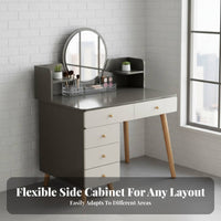Modern Dressing Table Multi-Functional Vanity Desk with Drawers Makeup Vanity Storage Cabinet 3 Lighting Modes for Women, Home
