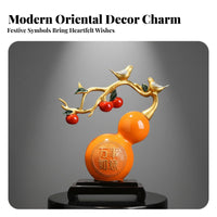 New Chinese Design Desktop Decoration Housewarming Gift Decorative Plate with Stand Chinese Character Decorative Plate Handmade