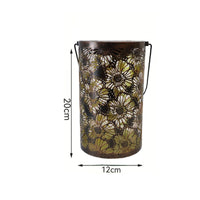 Chrysanthemum Cutout Lantern Waterproof Hollow Metal Solar Lantern for Pathway