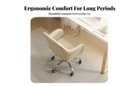 Adjustable Height Upholstered Rolling Armchair Wheeled Base Desk Chair Ergonomic Design Swivel Seat Easy to Assemble for Students, Adults, Teens, Study Room, Bedroom, Vanity Station