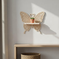 Boho Design Wooden Butterfly Shelf Easy Mounting Butterfly Wall Decor Shelf Lightweight Sturdy for Living Room, Bedroom, Office