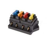 Transparent Cover Four-Way Blade Fuse Holder Metal Terminals Standard Blade Fuse Holder Mounting Base Automotive Electrical Part Screw Mount