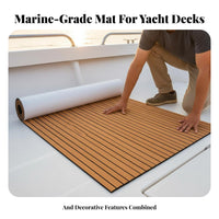 Heat Insulating Non-Slip Boat Deck Pad Water Resistant Non-Slip Deck Pad Waterproof Self Boat Mat Easy to Install for Yacht Owners, Fishermen, DIY Enthusiasts, Fishing Boats, Marine Environments, Swim Platform, Pontoons