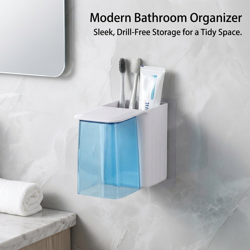 Toothbrush Holder No Drill Wall Mount Toothbrush Organizer , Sink Organizer Countertop, Toothbrush Rack Care Organizer for Family
