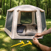 Inflatable Hexagonal Camping Tent, Portable, Waterproof, Sun Protection, Quick Setup