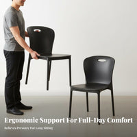 Light Luxury Design Stackable Backrest Chair Easy to Clean Modern Plastic Chair Sturdy and Stable Minimalist Dining Stool Reinforced Structure for Business Owners, Office Workers, Restaurant, Cafe, Kitchen, Living Room