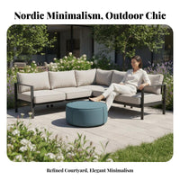 Nordic design L-Shaped Sectional Sofa Minimalist aesthetic appeal L-Shaped Sectional with Coffee Table reconfigurable Design Outdoor Furniture Weather-Resistant for Homeowners, guest accommodations Businesses, Families, Garden, Courtyard, Backyard, Porch